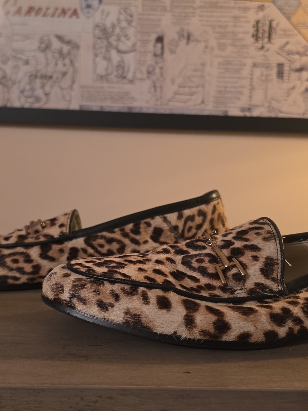 Sam Edelman Leopard Print Loafers with Gold Bit - Picture 3 of 6